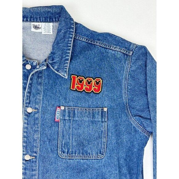 Vintage 1999 Walt Disney Mickey Mouse Jean Jacket Embroidered XXL Blue Denim - Picture 4 of 10
